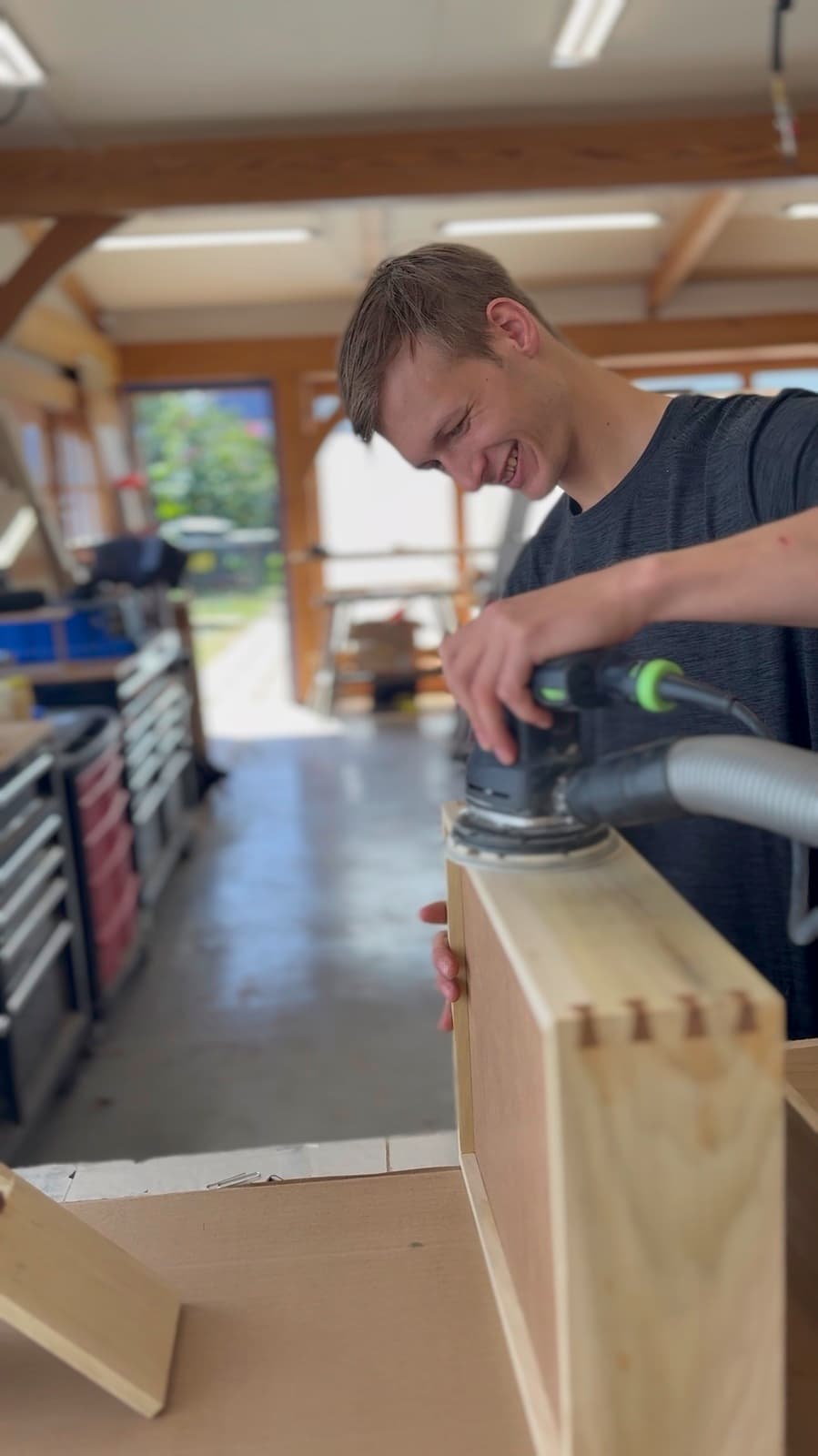 Working on the dovetail drawer joinery before final fit-up