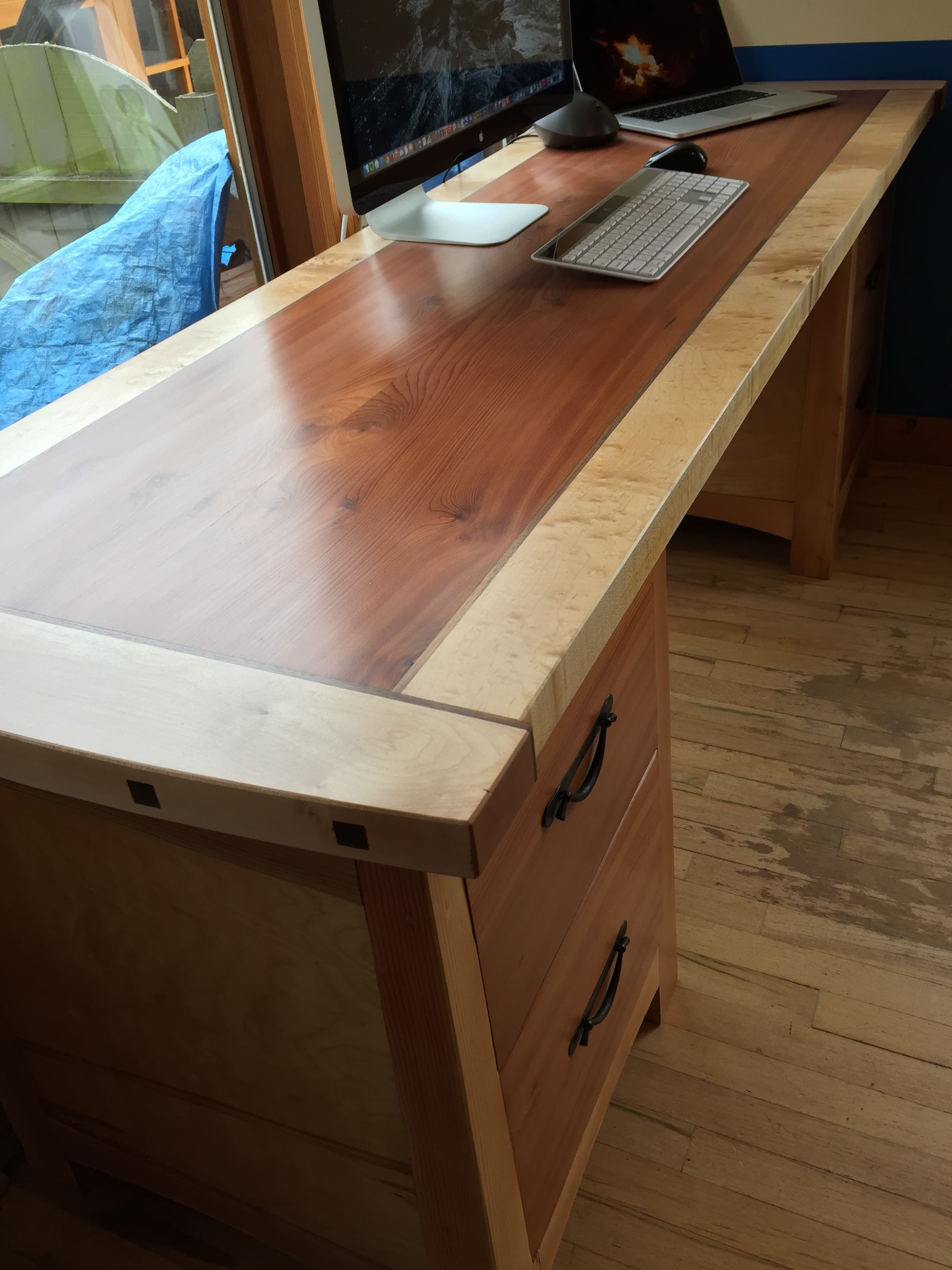 Maple and walnut desk by Heartwood Cabinets